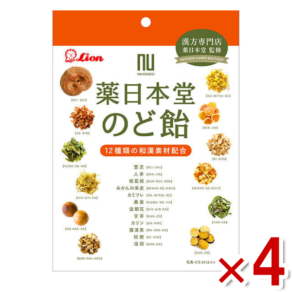 Lion（お菓子） Lion 薬日本堂のど飴 74g×4袋 飴、ソフトキャンディの商品画像