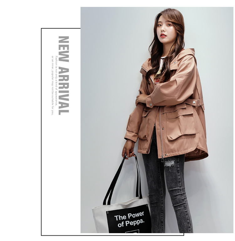  женский блузон свободно Silhouette Wind брейкер капот Mod's Coat темный розовый Street casual . способ теплоизоляция 