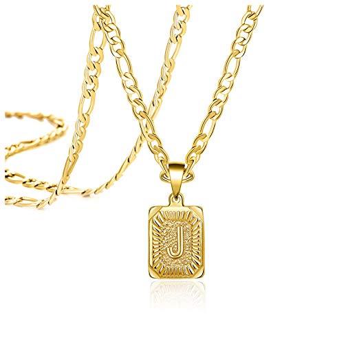 Joycuff イニシャルネックレス レディース メンズ スクエアレターペンダント ハンドメイド A Zのアルファベット26個 シンプル ユニーク 1 今日の超目玉