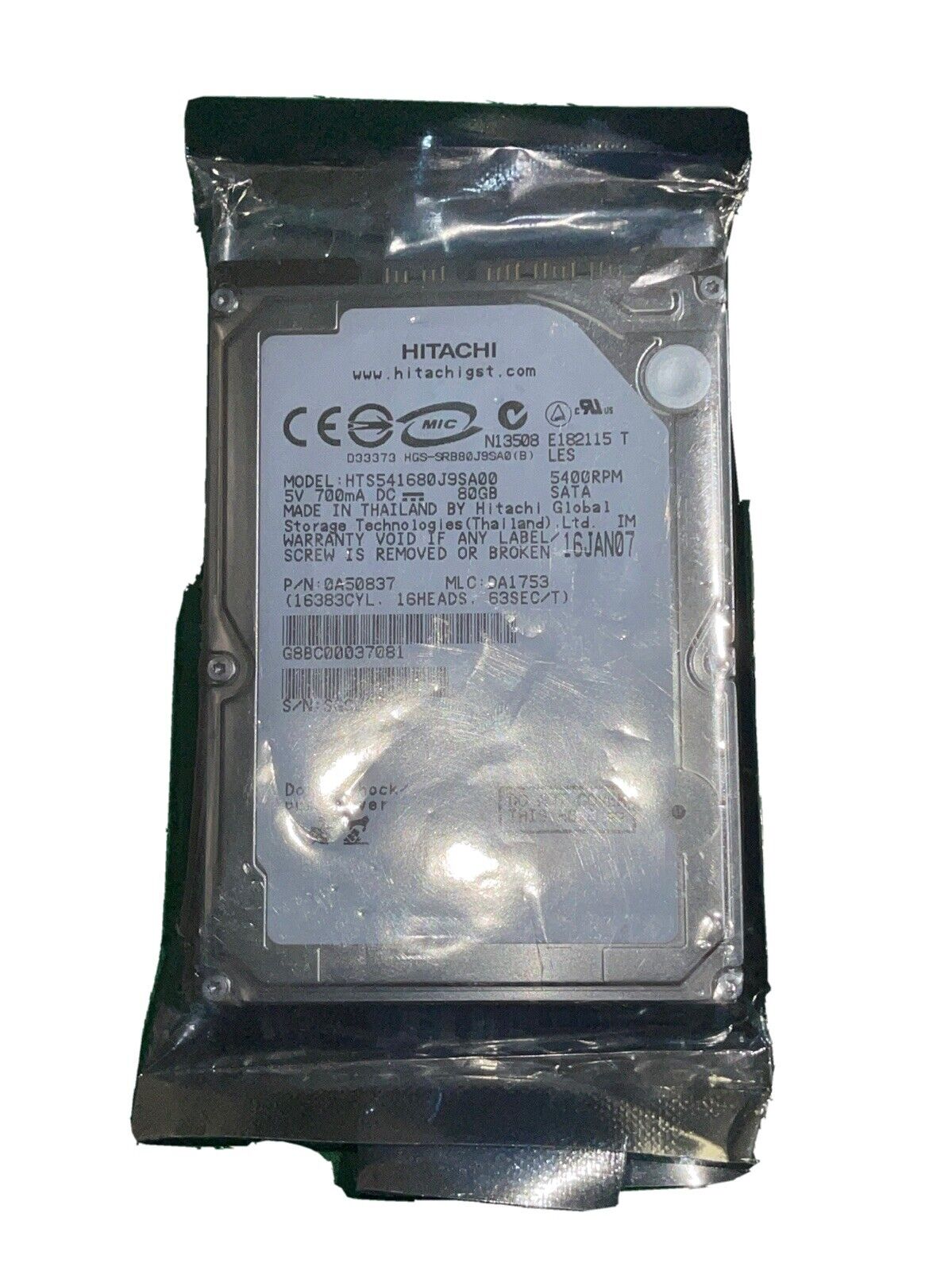 Travelstar 5K160 80GB （HTS541680J9SA00）