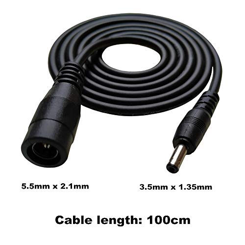 DZYDZR 2 шт чёрный 2.1 mm x 5.5 mm женский - 1.35 mm x 3.5 mm мужской DC штекер удлинитель переходник длина 1m
