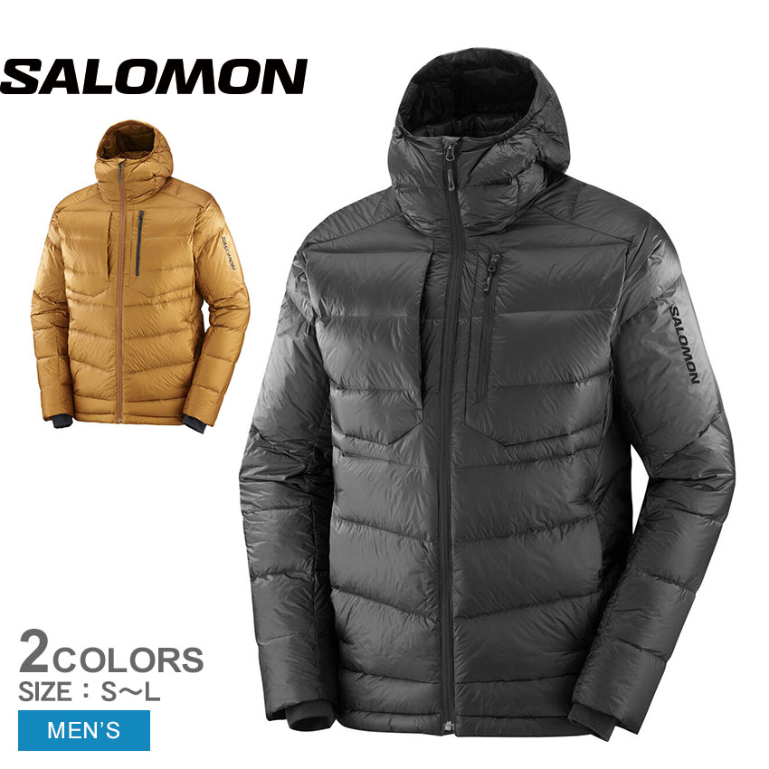  Salomon outer men's Elixir Ultra down parka M SALOMON LC2103500 LC2103600 black black Brown tea hood 