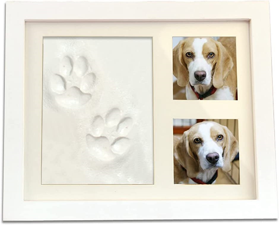  dog hand-print foot-print kit photo frame ( white )