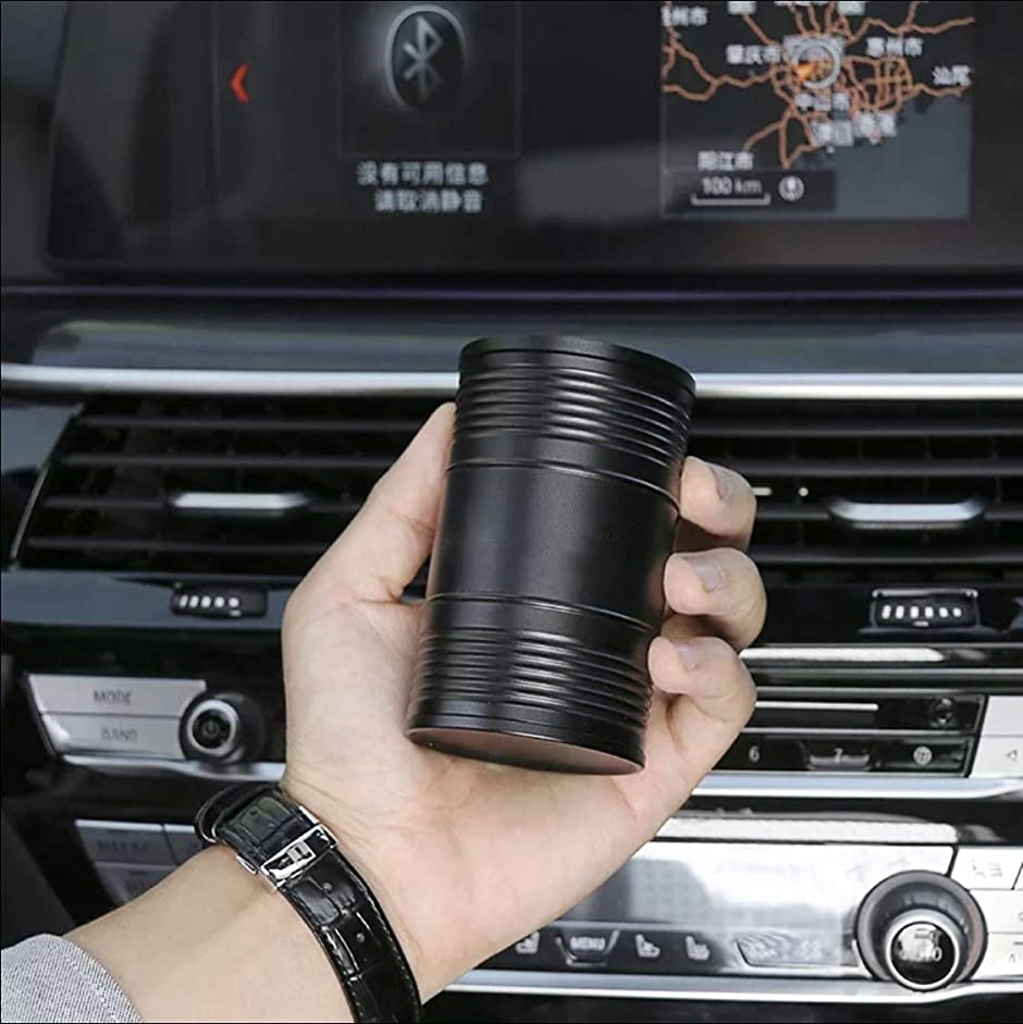 車用 灰皿 ふた付き ドラム缶型 大容量 車載灰皿 期間限定特価 カー用品 車用品 シガーソケット ステンレス ブラック はいざら