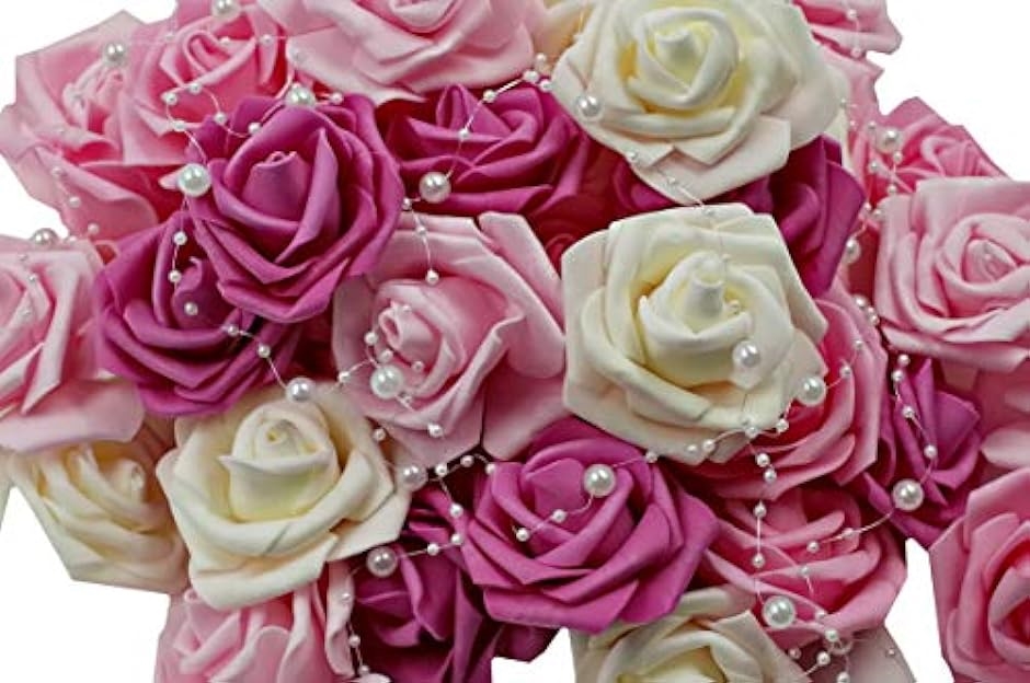  artificial flower flower part rose pearl shower set wedding party equipment ornament ( pink Mix )