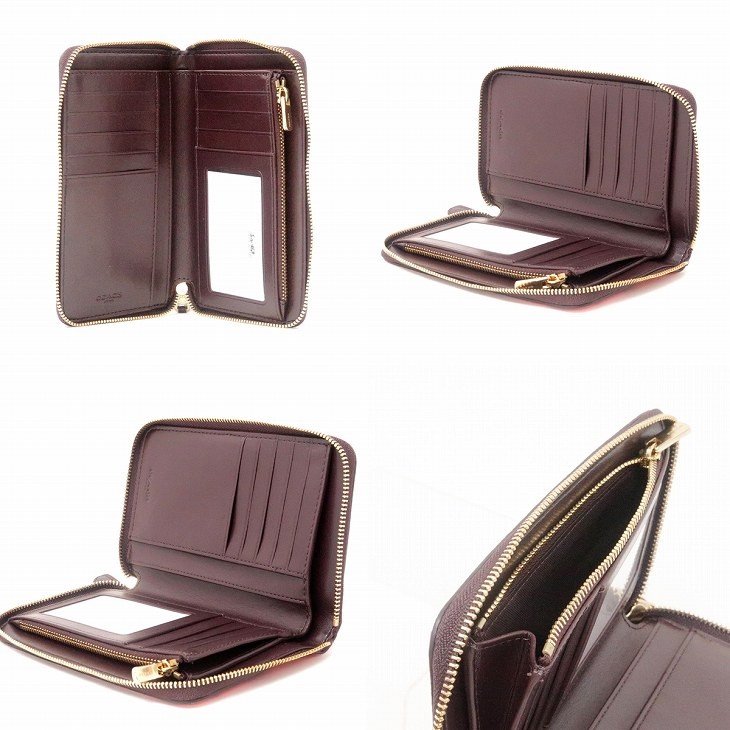 コーチ 二つ折り財布 レザー Coach 財布 ファッション レディース 長財布 二つ折り財布 ミドル財布 ラウンドファスナー ハート ピンク レザー imqa3 imqa3 贅沢屋