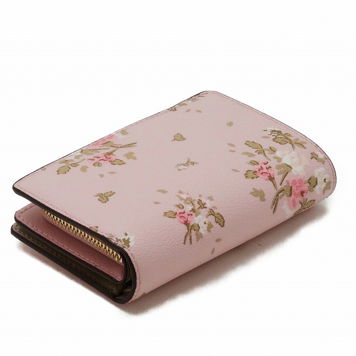 コーチ Coach 財布 レディース 二つ折り財布 ファッション 花柄 レザー ピンク ピンク レディース imokv imokv 贅沢屋