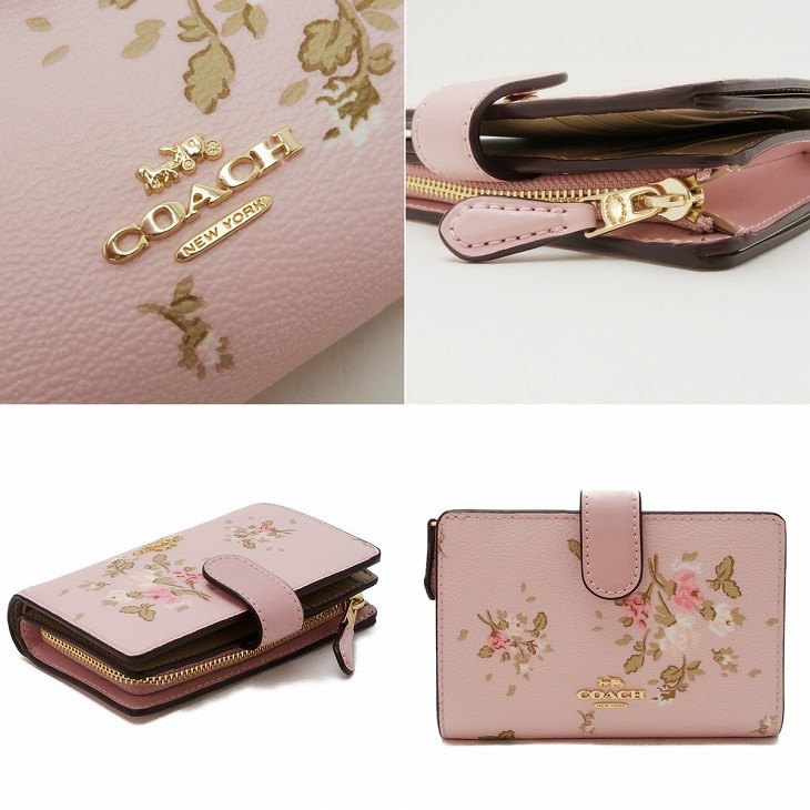 コーチ Coach 財布 レディース 二つ折り財布 ファッション 花柄 レザー ピンク ピンク レディース imokv imokv 贅沢屋