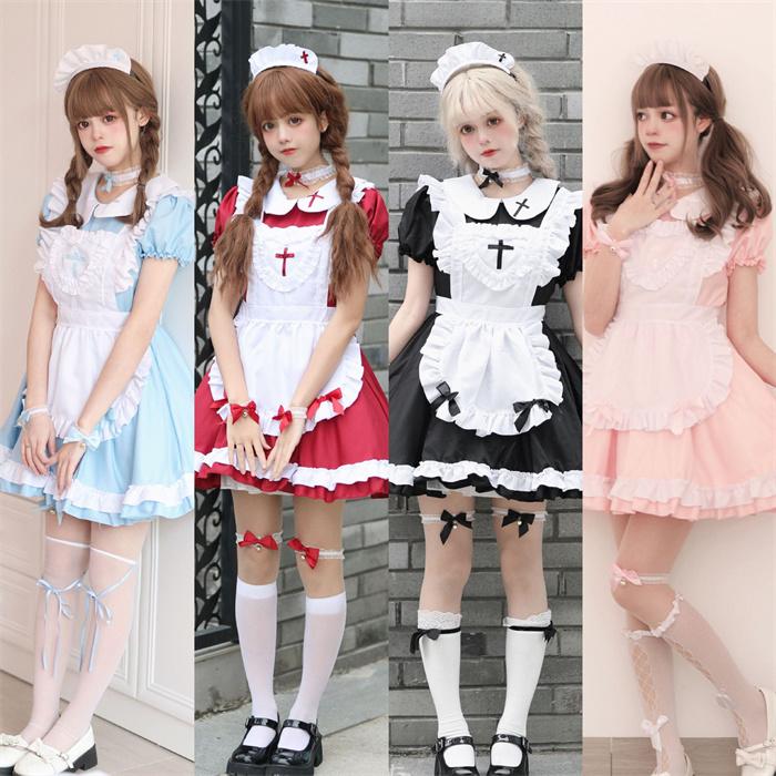  маскарадный костюм meido Halloween костюмированная игра одежда Gothic and Lolita .. костюмы маскарадный костюм женщина оборудование оборка Лолита симпатичный лента-ободок имеется комплект вес отсутствует женский 