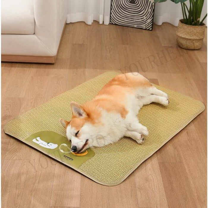  cold sensation . feeling pet bed wistaria braided heat countermeasure pet cushion mat small size medium sized dog cat small animals ....... ventilation braided up four . for cool mat for summer . floor nail ..