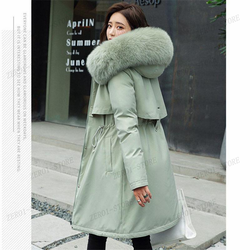  женский милитари жакет Mod's Coat капот пуховик осень-зима теплый зима одежда теплый . способ с хлопком пальто обратная сторона боа casual холод . меры ходить на работу посещение школы 