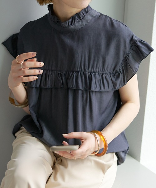  рубашка блуза женский [WEB ограничение ] оборка North li блуза [ новый цвет дополнение!]