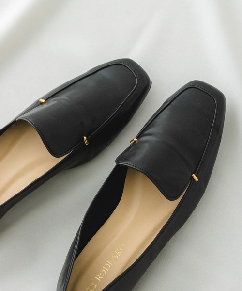  Loafer lady's [MADE IN JAPAN] square tu small metal Loafer 