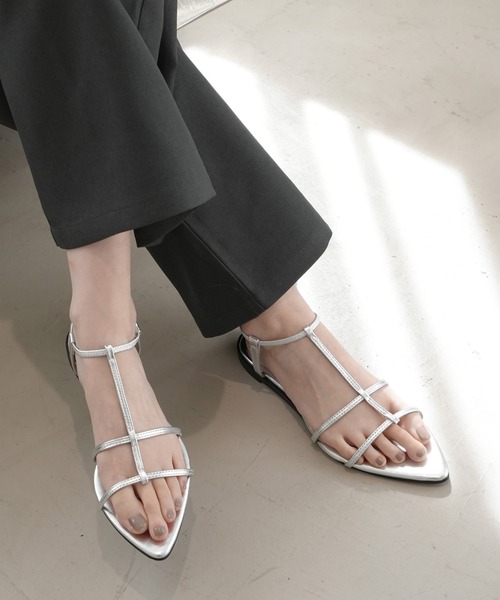  sandals lady's T strap po Inte dotu sandals / low heel 