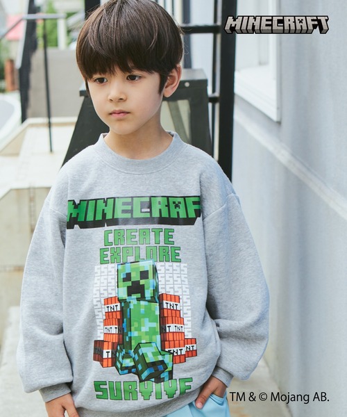  тренировочный Kids [PAIRMANON STREET][Minecraft][ мой n craft ] герой принт обратная сторона ворсистый футболка тянуть over 