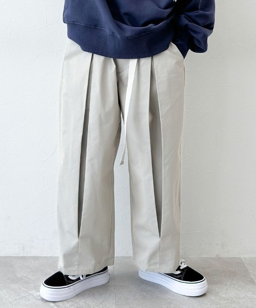  pants chinos lady's [MODE NORM CORE( mode no-m core )]tamamsitsu il pleat pants 