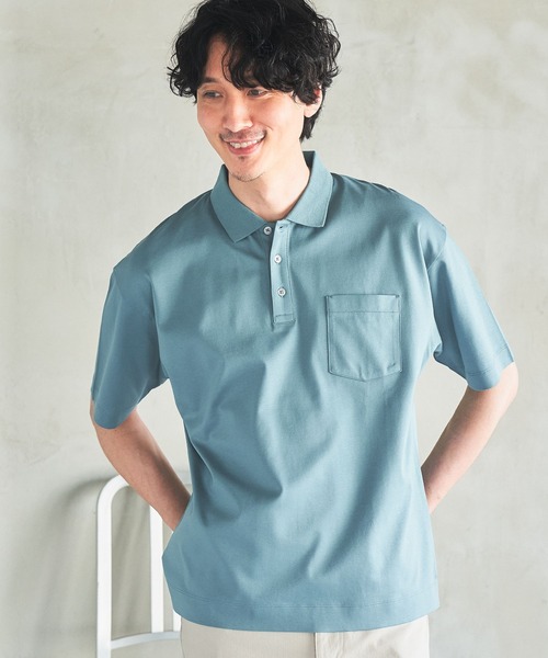 [GLOBAL WORK] рубашка-поло с коротким рукавом LARGE Sky b люмен z