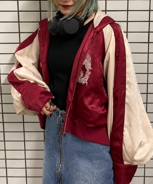  Japanese sovenir jacket женский [ZOZO ограничение ] вышивка капот Japanese sovenir jacket /106352