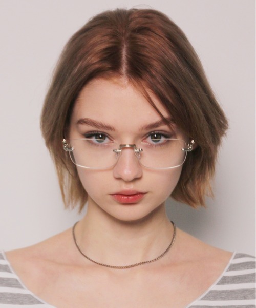  glasses lady's rim less square no lenses fashionable eyeglasses 