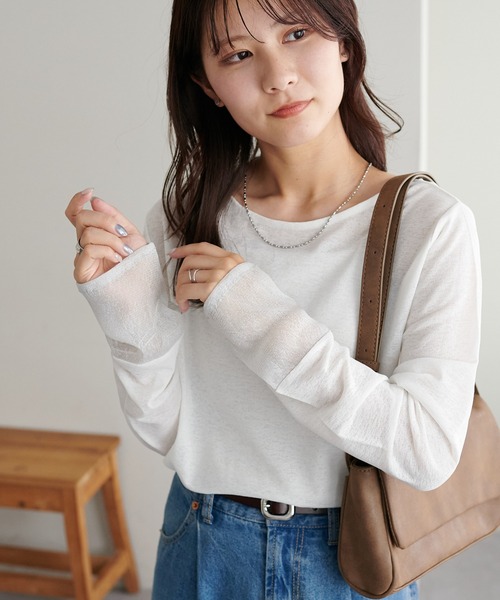 t shirt T-shirt lady's [WEB limitation ] lame sia- sleeve switch pull over 