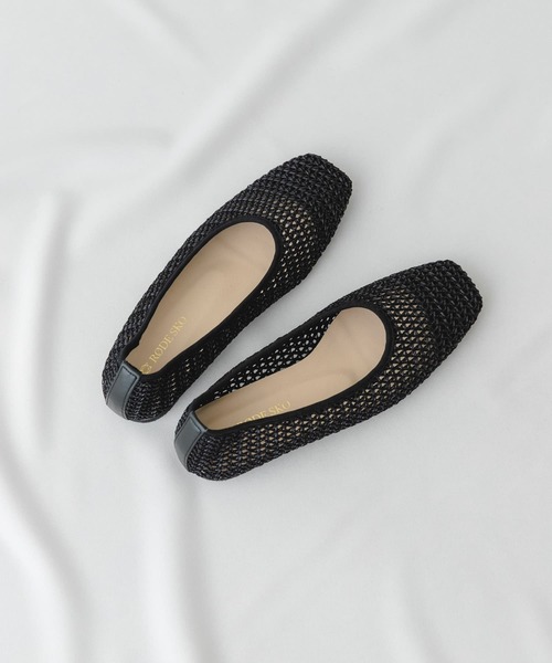  обувь женский [MADE IN JAPAN] квадратное сетка плоская обувь 