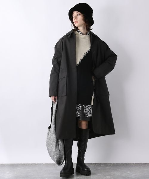 [JEANASIS] пальто с отложным воротником FREE черный женский 