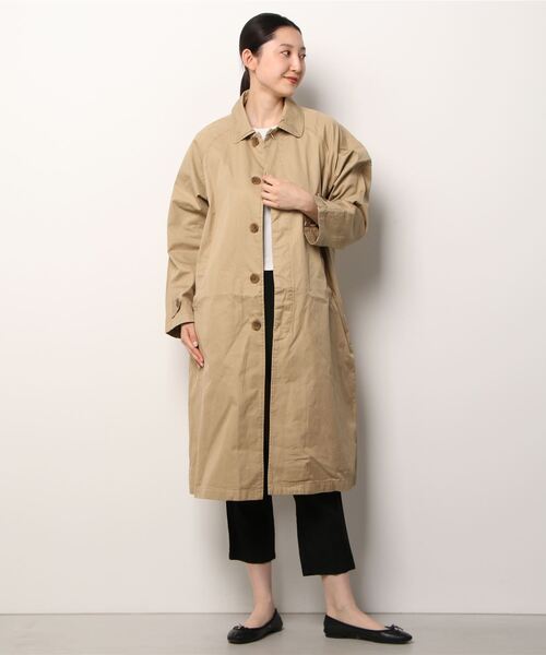 [coen] пальто с отложным воротником LARGE бежевый женский 