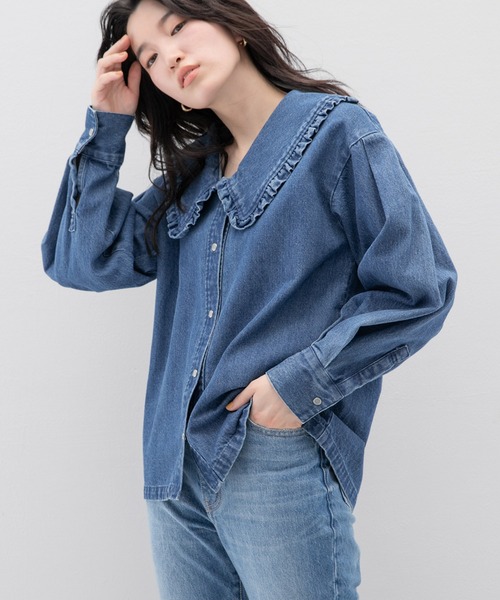 [LOWRYS FARM] Denim jacket FREE blue lady's 