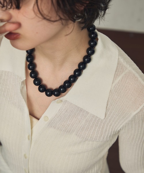 ネックレス ブラックボールネックレス レディースの商品画像