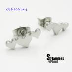 ピアス レディース ステンレス ピアス (66) 2個セット　3連 ハート シルバー  メンズスタッズ