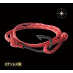 Yahoo! Yahoo!ショッピング(ヤフー ショッピング)ステンレス 釣り針ブレスレット（1）赤×黒 メイン 釣り針 フリーサイズ マリンスタイル サージカルステンレス316L