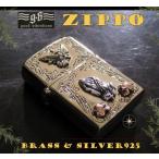 (GV)ZIPPOライター プレイハンド ハト スカル メイン 金色 真鍮製(ブラス製) シルバー925製銀 ドクロ スカルgood vibrations