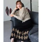 アーガイル＆チェック柄ニットスカート