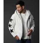 ショッピング星 ＜LUXE/R＞シャギージップ袖星ラインフードジャケット