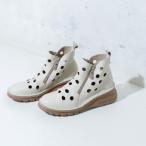 ショッピングブーツ 【日本製】4E幅広軽量パンチングデザインダブルファスナーショートブーツ