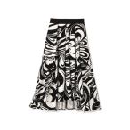 モノトーンフラワープリントスカート