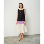 リネンタッチ配色ワンピース