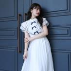 ドットフリルリボンプリーツワンピース