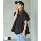ブラウス パフスリーブ ジャカードドット 全2色