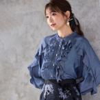 ショッピングダンガリー ダンガリーラッフルフリルブラウス