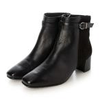 ショッピングスウェード 【本革】スムース/スウェード コンビネーション 5cmヒール ショートブーツ