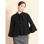 リボンタイフレアスリーブブラウス