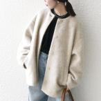 SHIPS any: シャギー ノーカラー コクーン コート