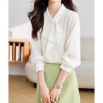 リボンタイブラウス レディース長袖シャツ