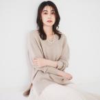 ショッピング体型カバー 【体型カバー日本製洗える】ウールシルクカシミヤミックス Vネックプルオーバーニット