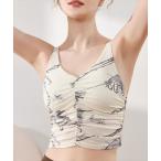 レディース マーブル柄クロップド丈フィットネスキャ