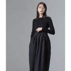 リブニット×タフタドッキングワンピース