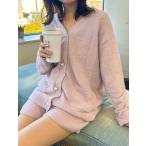 【ルームウェア】パールボタンもこもこカーディガン