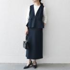ショッピング洗濯機 SHIPS any:〈洗濯機可能〉ダブルクロス Vネック ペプラム ワンピース［NAVY BLUE］