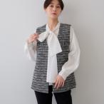ショッピングジレ 【2点セット／UVケア】ツイードジレ＆ボウタイブラウス カセット服